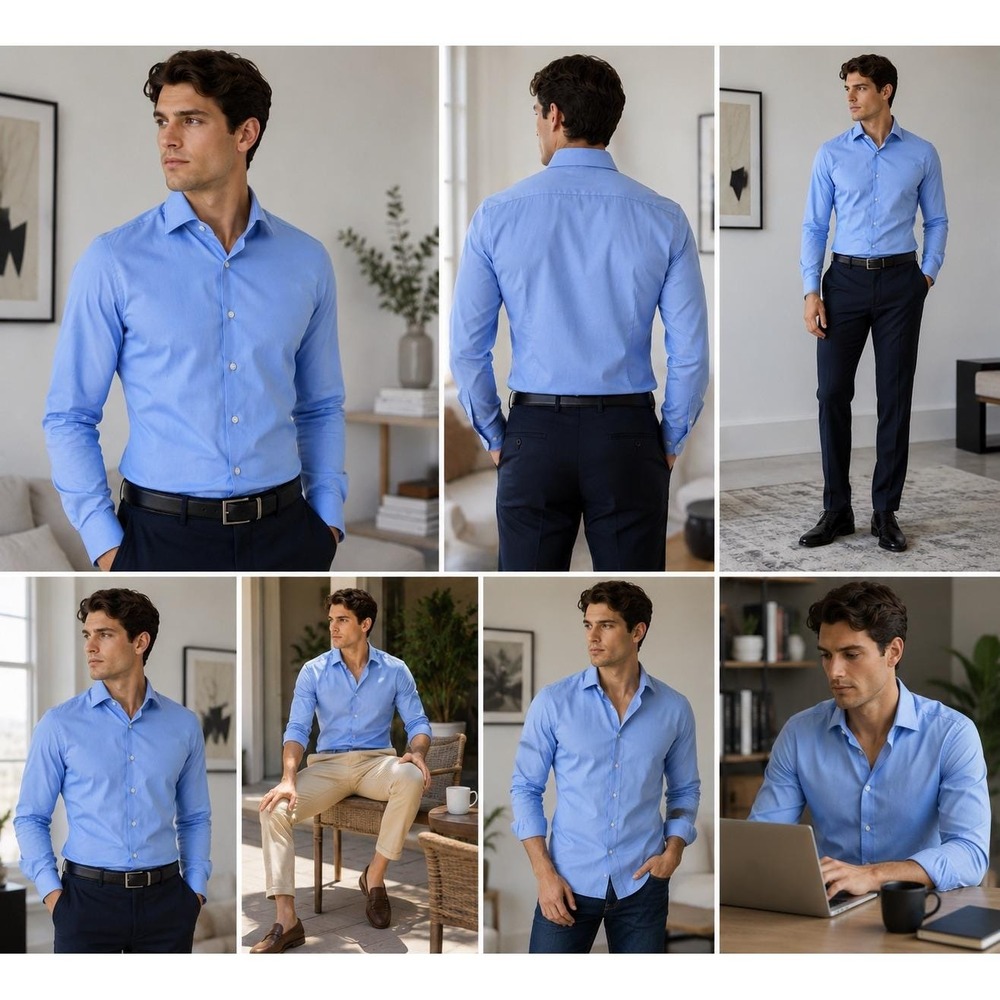DKNY Slim Fit Natural Stretch Dress Shirt Mens Medium Blue Long Sleeve Button Up